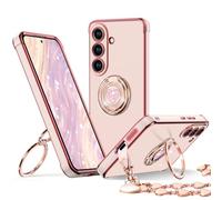 XYZ for Galaxy S26 Plus Case with Stand, for Samsung Galaxy S26 Plus Case with Double Ring Kickstand, Women Girls Cute Love-Heart Bling Luxury Protective Phone Case, Pink