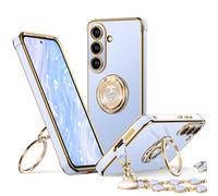 XYZ for Galaxy S26 Plus Case with Stand, for Samsung Galaxy S26 Plus Case with Double Ring Kickstand, Women Girls Cute Love-Heart Bling Luxury Protective Phone Case, Blue