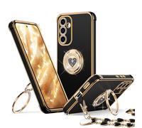 XYZ for Galaxy S26 Ultra Case with Stand, for Samsung Galaxy S26 Ultra Case with Double Ring Kickstand, Women Girls Cute Love-Heart Bling Luxury Protective Phone Case, Black