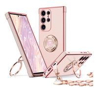 XYZ for Galaxy S26 Ultra Case with Stand, for Samsung Galaxy S26 Ultra Case with Double Ring Kickstand, Women Girls Cute Love-Heart Bling Luxury Protective Phone Case, Pink