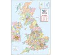 XYZ Maps UK Postcode Areas Wall Map - 100 cm x 141 cm - England, Scotland & Wales - Political Postcode Boundaries - Plastic Coated, Waterproof & Wipeable for Office & Classroom