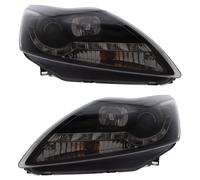 XYZ Parts Projector Upgrade Headlights Black Inner With LED Daytime Running Lights Compatible With Ford Focus Mk2 2008-2011 Boxed Pair Replacements