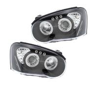 XYZ Parts Projector Upgrade Headlights Black Inner With Twin Angel Eyes Halo Compatible With Subaru Impreza 2003-2005 Blob Eye Boxed Pair Replacements