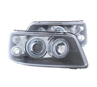 XYZ Parts Projector Upgrade Headlights Black Inner With Twin Angel Eyes Halo Compatible With VW T5 Van 2003-2010 Boxed Pair Replacements