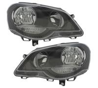 XYZ Parts Replacement Headlight Assembly Electric Black Inner Halogen Compatible With Volkswagen Polo Mk4 Gti 9N3 Hatchback 2005-2010 For UK 1 Pair Drivers Side Right Hand & Passengers Side Left Hand