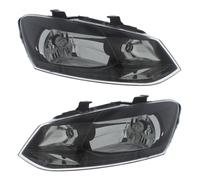 XYZ Parts Replacement Headlight Assembly Electric Black Inner Single Reflector Compatible With Volkswagen Polo Mk5 6R Hatchback 2009-2014 For UK 1 Pair Drivers Side Right & Passengers Side Left Hand