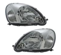 XYZ Parts Replacement Headlight Assembly Electric Chrome Inner Compatible With Toyota Yaris Mk1 Hatchback 2003-2006 Europe Built Models For UK 1 Pair Drivers Side Right Hand & Passengers Side Left