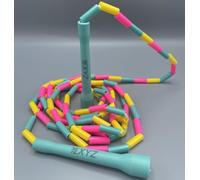 XYZ X2 Freestyle Beaded 10ft Adjustable Jump Rope - Fitness, Segmented, Tricks, No Kink, Skipping, Skip (Turquoise/Pink/Yellow)