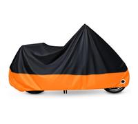 XYZCTEM Motorcycle Cover,All Season Black&Orange Waterproof Outdoor Sun Motorcycle Cover,Fits up to 108" Motors