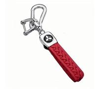 XYZNB Car Logo Keychain Leather Braided Weave Key Lanyard Key Ring Car Accessories. For Mitsubishi Outlander, Eclipse Cross, ASX, Lancer Evolution, Pajero Sport,Red