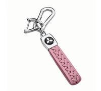 XYZNB Car Logo Keychain Leather Braided Weave Key Lanyard Key Ring Car Accessories. For Mitsubishi Outlander, Eclipse Cross, ASX, Lancer Evolution, Pajero Sport,Pink