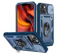 XYZNTMF for iPhone 14 Case with Slide Camera Cover Rotatable Kickstand Case Military Grade Shockproof Soft Silicone Bumper Hard PC Anti-Scratch Phone Case for iPhone 14, Blue