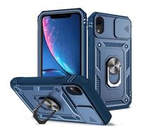 XYZNTMF for iPhone XR Case with Slide Camera Cover Rotatable Kickstand Case Military Grade Shockproof Soft Silicone Bumper Hard PC Anti-Scratch Phone Case for iPhone XR, Blue