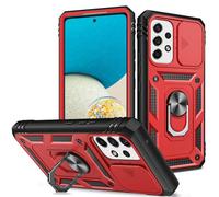 XYZNTMF for Samsung A54 5G Phone Case with Slide Camera Cover Rotatable Kickstand Case Military Grade Shockproof Soft Silicone Bumper Hard PC Anti-Scratch Shell for Samsung Galaxy A54 5G, Red Black