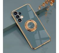 XYZNTMF for Samsung Galaxy A13 4G Case With Ring Holder Shockproof Silicone Bumper Hard PC Shell Luxury Plated Slim Fit Phone Case Full Protective Skin Cover for Samsung A13 4G, Grey