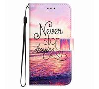 XYZNTMF for Samsung Galaxy S22 Phone Case Shockproof PU Leather Shell Soft TPU Bumper Bookstyle Wallet Pouch with Card Holder Magnetic Clasp Stand Protective Skin Cover for Samsung S22, Dream Chase