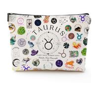 XYZONE Cosmetic Bag, Zodiac Themed Travel Makeup Bags, Birthday Gifts for Women & Astrology Lovers, As shown in the picture, Taurus
