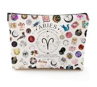 XYZONE Cosmetic Bag, Zodiac Themed Travel Makeup Bags, Birthday Gifts for Women & Astrology Lovers, As shown in the picture, Aries