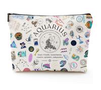 XYZONE Cosmetic Bag, Zodiac Themed Travel Makeup Bags, Birthday Gifts for Women & Astrology Lovers, As shown in the picture, Aquarius