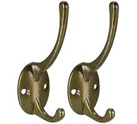 XYZOOM Dual Prong Coat Hooks Wall Mounted Retro Double Hooks Utility Antique Bronze Hook for Coat Scarf Bag Towel Key Cap Cup Hat 87mm x 29mm x 42mm 2pcs(29b05 1e83b e497f 7080b c24cc 0d836