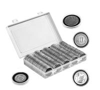 XYZsundy 100-Piece 30mm Coin Capsule Set, 5-Size Gasket, CoinHolder Case with Storage Box for Collectors (Black Foam Gasket)