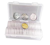 XYZsundy 40.6mm Silver Coin Purse, Silver Eagles Coin Capsules for Collectors with Clear Plastic Storage Organizer Box for Collection Supplies