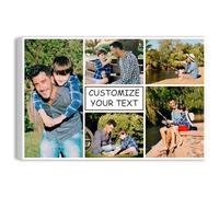 xzartdiy Family Canvas Personalised Photo Prints, 5 Images Collage Picture Print, Custom Canvas Paintings Wall Art, Customized Gifts for Women Birthday Christmas Decor, 12x8’’