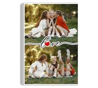 xzartdiy Love Canvas Personalised Photo Prints, 2 Images Collage Picture Print, Custom Canvas Paintings Framed Wall Art, Customized Gifts for Women Birthday Christmas Decor, 12x18’’