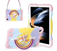 XZC Case for Samsung Galaxy Tab A11+ Plus 11 Inch 2025/A9+ Plus 2023, Unicorn Heavy Duty Shockproof Protective Case with Stand/Shoulder Strap for Kids Girls Women (Rainbow)