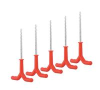 Xzcvalimn 5 Pcs Ice Fishing Tent Pegs, Red 18.5cm Long ABS and Iron Ice Pegs with Drill Tip, Quick Install Tent Stakes for Ice Fishing Shelters in Snow and Frozen Ground
