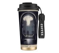 XZDAL 316 Stainless Steel DarkDelights Coffee Cup Black with Lid and Straw for Office and Sports