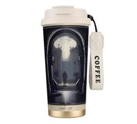 XZDAL 316 Stainless Steel DarkDelights Coffee Cup White with Lid and Straw for Office and Sports