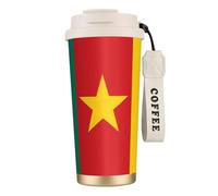 XZDAL 316 Stainless Steel Flag of Cameroon Coffee Cup White with Lid and Straw for Office and Sports