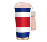 XZDAL 316 Stainless Steel Flag of Costa Rica Coffee Cup Pink with Lid and Straw for Office and Sports