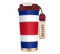XZDAL 316 Stainless Steel Flag of Costa Rica Coffee Cup Red with Lid and Straw for Office and Sports