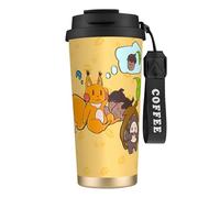 XZDAL 316 Stainless Steel Sunflower Seed Squirrel Coffee Cup Black with Lid and Straw for Office and Sports