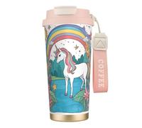 XZDAL 316 Stainless Steel Unicorns by The River Coffee Cup Pink with Lid and Straw for Office and Sports