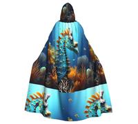 XZDAL Adult Blue Seahorse Hooded Cloak Cape for Halloween Cosplay Masquerade Party Costume
