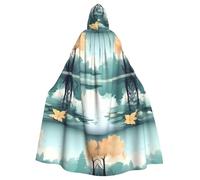 XZDAL Adult Fallen leaves on a tranquil lake Hooded Cloak Cape for Halloween Cosplay Masquerade Party Costume