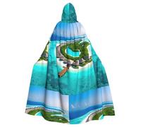 XZDAL Adult Maldives Scenery Hooded Cloak Cape for Halloween Cosplay Masquerade Party Costume