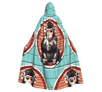 XZDAL Adult The silent monkey Hooded Cloak Cape for Halloween Cosplay Masquerade Party Costume
