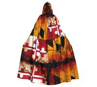 XZDAL Adult vintage wooden maryland flag Hooded Cloak Cape for Halloween Cosplay Masquerade Party Costume