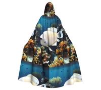 XZDAL Adult White-golden fish Hooded Cloak Cape for Halloween Cosplay Masquerade Party Costume