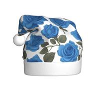 XZDAL Beautiful blue roses Adult Christmas Hat Plush Holiday Party Costume Accessory for Festivals and Events