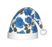 XZDAL Beautiful blue roses Festival Santa smooth touch Hat for Holiday Party Costume Accessories Decoration