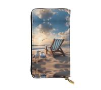 XZDAL Beautiful Blue Sky and sea Fashionable Leather Long Clutch Wallet with Card Slots, Cash Pocket, and Zippered Coin Section