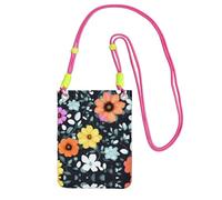 XZDAL Beautiful colourful flowers Crossbody Mobile Phone Bag Fuchusia for Women, Fashionable and Adjustable, Lightweight for Daily Use