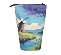 XZDAL Beautiful River Windmill Pencil Case with Expandable Design, Portable and Lightweight Storage for Stationery, Small Items