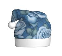 XZDAL Beautiful roses on blue background Adult Christmas Hat Plush Holiday Party Costume Accessory for Festivals and Events