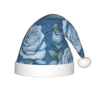 XZDAL Beautiful roses on blue background Festival Santa smooth touch Hat for Holiday Party Costume Accessories Decoration
